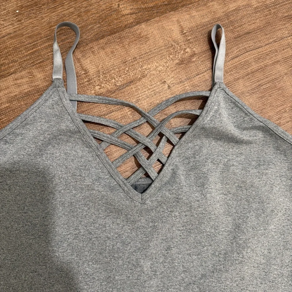 Zenana Seamless Triple Criss-Cross Cami Top Womens Charcoal Gray 1X/2X NT-6651X